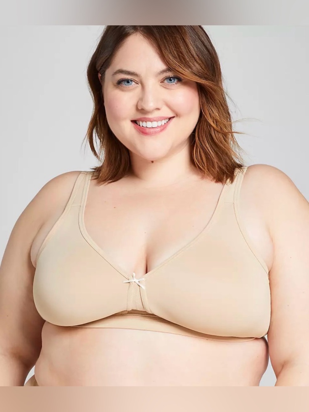 NWT Cacique Ivory Unlined No Wire Cooling Collection Bra Back Closure 42C